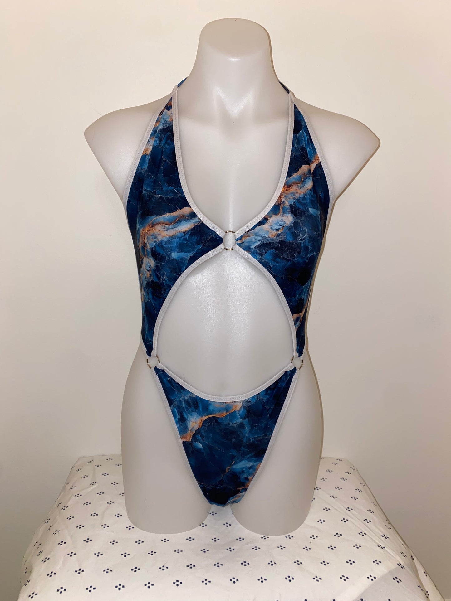 Dark Marble Print 3 Ring Circus Bodysuit