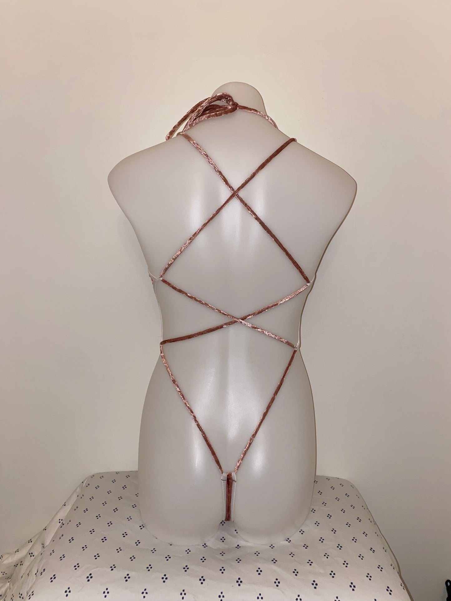 Pink Crushed Velvet 3 Ring Circus Bodysuit
