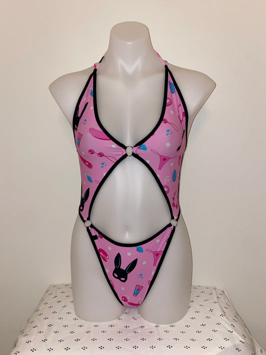 Pink Sex Toy Print 3 Ring Circus Bodysuit
