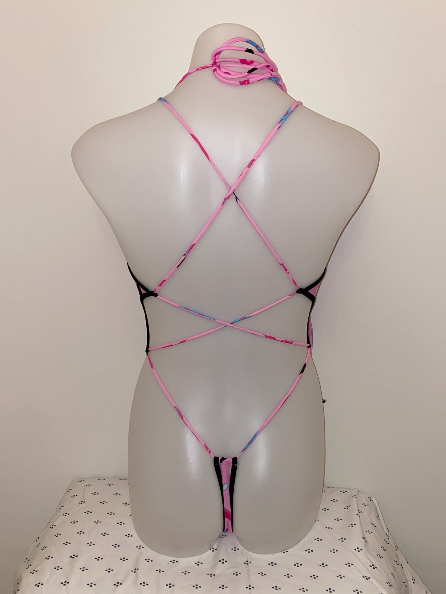 Pink Sex Toy Print 3 Ring Circus Bodysuit